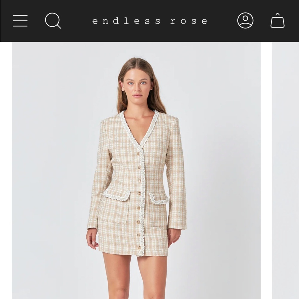 Endless Rose tweed long sleeved dress